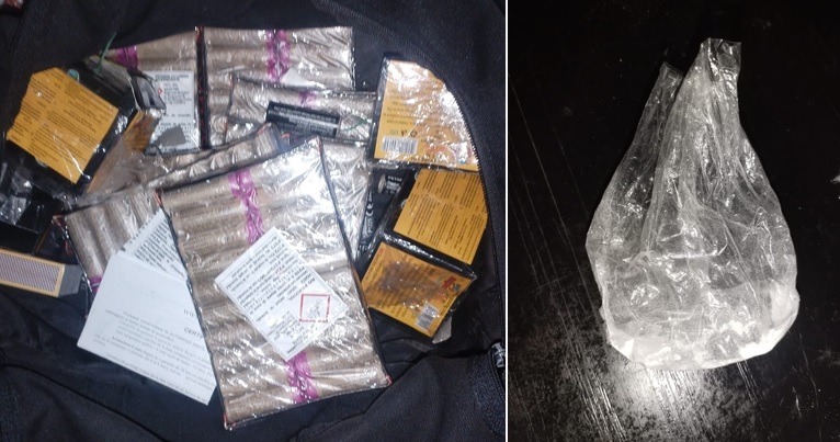 (FOTO) Articole pirotehnice interzise și ”vitamine” descoperite de jandarmii constănțeni asupra unui tânăr